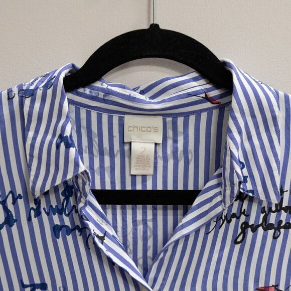 Chico's Conversation striped trapeze blouse-2 - Picture 3 of 4